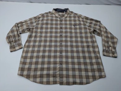 Sean John Men's Big and Tall Long Sleeve Shirt Size 5XB Plaid Brown Gray Cream  - Image 1 of 4