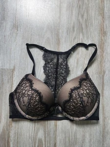 Reggiseno Victoria's Secret Bombshell a tuffo chiusura anteriore nero pizzo racerback taglia 32B - Foto 1 di 9
