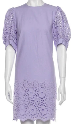 Mini Vestido Para Mujer Talla S Perla de Lela Rosa Estampado de Encaje 100% Algodón Lila Foto 1 de 4