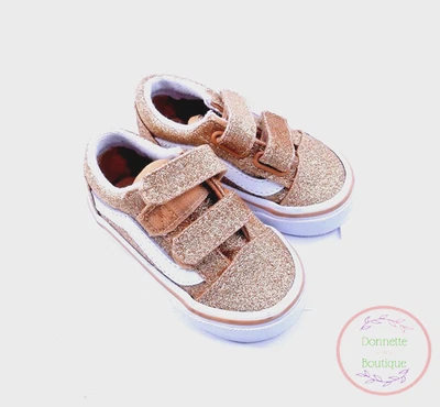 Tênis Vans bebê criança menina tamanho 4 UE 19 glitter luz âmbar old skool V novo sem caixa - Imagem 1 de 4