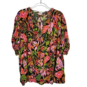 Terra & Sky Damen Top Übergröße 2X Tropical Floral Print Viskose Tunika - Bild 1 von 6