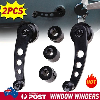 2x Aluminum Manual Car Billet Crank Window Lever Handle Kit Winder Universal AU - image 1 of 4