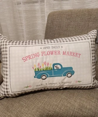 SPRING FLOWER MARKET FEATHER PILLOW by Lovingkindness 16x26 - Image 1 of 4