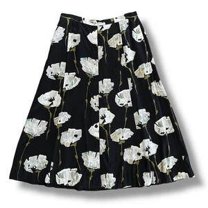 Lafayette 148 New York Seide Blumen Mohnmuster Knopfleiste Midirock Gr 8 - Bild 1 von 8