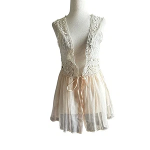 Pins and Needles Cream Sheer Crochet Blouse Women's Top Size XS/Small | 62-46-2 - Picture 1 of 6