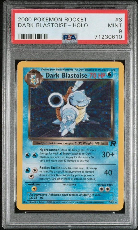 PSA 9 Dark Blastoise Team Rocket Holo Rare Pokemon Card #3 Mint Clean - Image 1 of 3