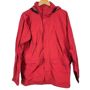 Timberland Mens Red Hooded Jacket Parka Light Weight Hip Length 11297 Medium M - Picture 1 of 16