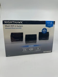 NETGEAR - Nighthawk AX3000 Dual-Band Mesh Wi-Fi System (3-pack) - Black SEALED - Picture 1 of 4