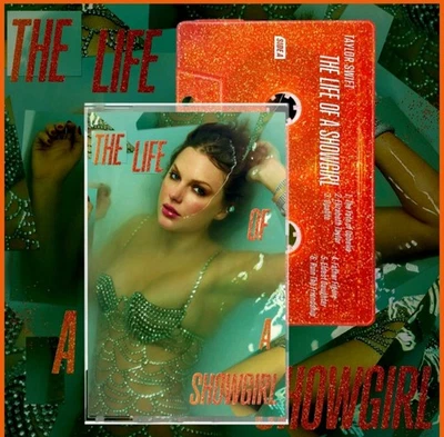 Taylor Swift Life of a Showgirl Cassette Orange Glitter IN Stock ON Hand - Image 1 of 2