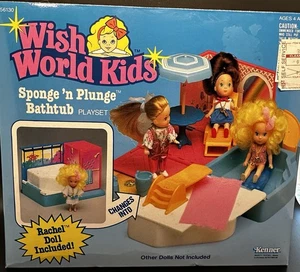 VINTAGE 1987 KENNER WISH WORLD KIDS PLAYSET Spugna e Tuffo Vasca da Bagno Scatola Sigillata - Foto 1 di 8