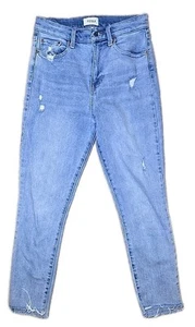 Pistola Womens 29 Light Wash High Rise Distressed Fringe Hem Straight Leg Jeans - Picture 1 of 8