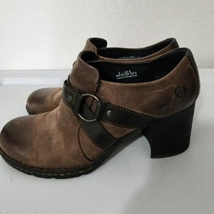 Vintage 90s BORN Brown Leather Chunky Heel Oxford Shoes Size 9 - Picture 1 of 8