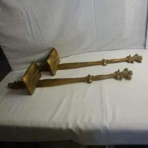 VTG Pair Ornate Gold Tone Wood Wall Sconce/Plate Holder Florentine Style - GVC - Picture 1 of 5