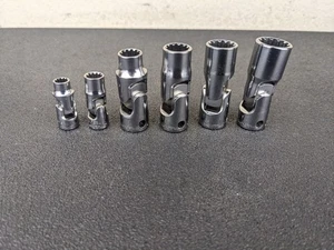 #bm938 Snap On Tools NEW 6Pc 1/4 + 3/8 Drive Spline Universal Swivel Socket Set - Picture 1 of 14