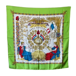 HERMES Seiden Quadrat Schal Republique Francaise Liberte Egalite Fraternit 90 cm 34 - Bild 1 von 16