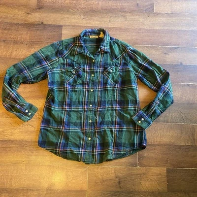 Wrangler Girls Med Western Style Pearl Snap Shirt Plaid - Image 1 of 4