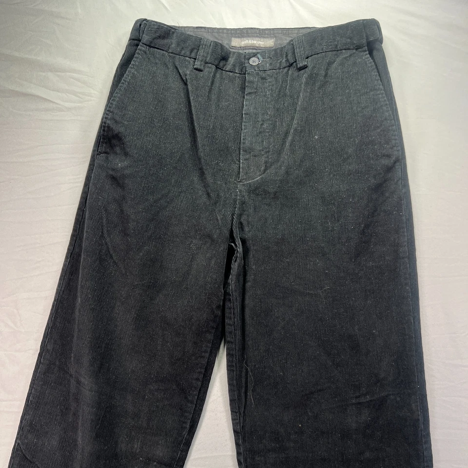 Pantalones de pana Croft & Barrow para hombre 34x34 (se adapta a 32x34) negros rectos finos ballena Foto 1 de 4