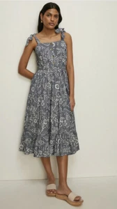 Oasis Grey Floral Printed Shirred Back Midi Dress Straps UK 16. RRP £69! BNWT! - Picture 1 of 7