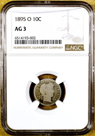 1895-O NGC AG03 Barber Dime - Key Date Cover