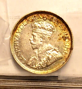 1917 Canada George V UNC Silver 10 Cents Dime Coin Slightly Toned KM# 23 - Picture 1 of 2