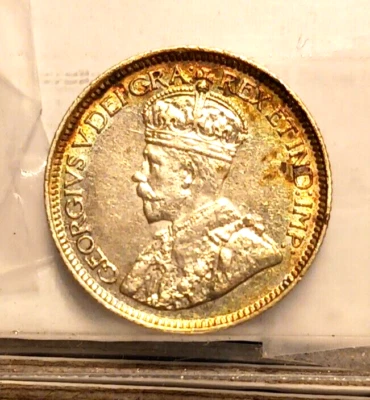 1917 Canada George V UNC Silver 10 Cents Dime Coin Slightly Toned KM# 23 - Image 1 of 2