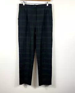 VTG Shiralee women's pants green plaid wool high rise straight leg Size 14 - Picture 1 of 11