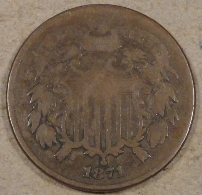 1871 Two Cents VG - Image 1 of 2