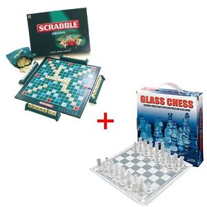 Original Scrabble + Traditional Glass Chess CHRISTMAS BUNDLE PERFECT GIFT