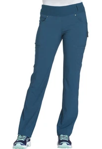 Cherokee Scrubs Mid Rise Straight Leg Pull-On Petite Pant CK002P CAR Caribbean - Picture 1 of 4