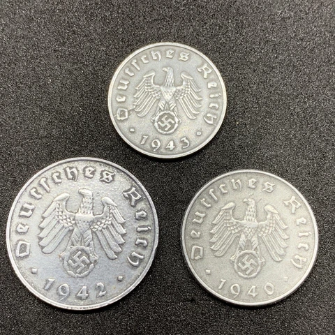 Third Reich Coin Lot Rare World War 2 German Zinc 1 5 & 10 Reichspfennig Coins Cover