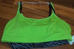 Paquete de 2 SUJETADORES DEPORTIVOS PEQUEÑOS DE BAJO IMPACTO para mujer verde y gris cebra nuevos con etiquetas nuevos - Imagen 1 de 2