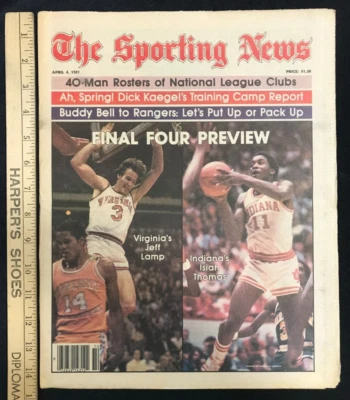 Revista de noticias deportivas 1981 4 de abril periódico Isiah Thomas Jeff lámpara NEWSTAND CF Foto 1 de 4