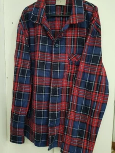 Emerson Mens Winter Cotton Flannel Pyjama Top Size XL Red, Blue Check - Picture 1 of 6