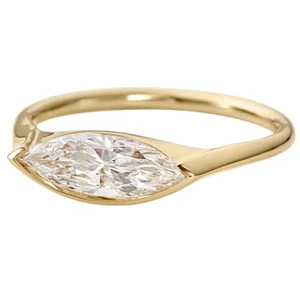 Engagement Ring 1 Carat GLI IGI Lab Grown Marquise Cut Diamond 14k Yellow Gold - Picture 1 of 12