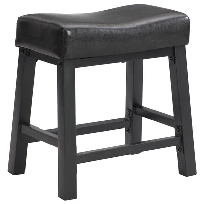 eHemco Heavy-Duty Faux Leather Saddle Seat Kitchen Barstool, 18.9" (Collectible)