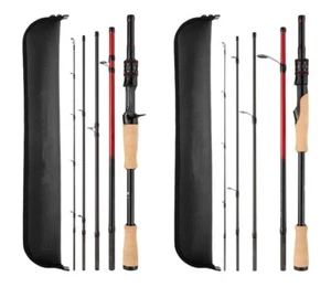 1.98M 2.13M Fishing Rod 5 Sections Carbon Fiber Lure Pole Spinning/Casting Rods - Picture 1 of 37