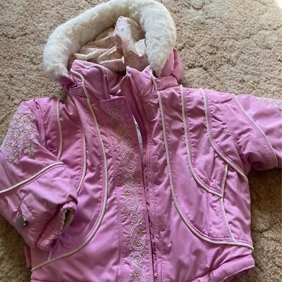 Obermeyer Niños Esquí Nieve Chaqueta Desmontable Capucha Bordada Rosa Talla 2T Foto 1 de 4