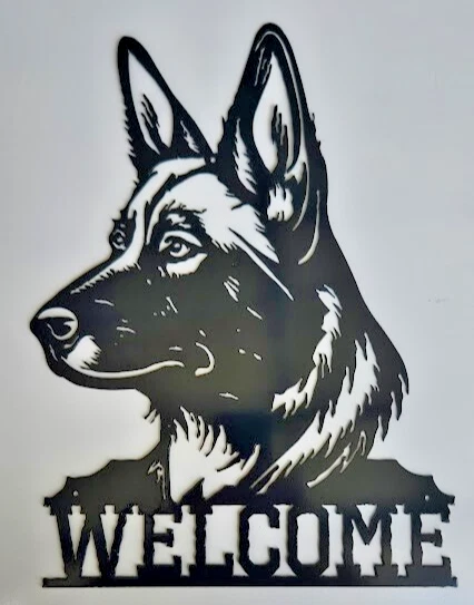 Welcome German Shepherd Dog Metal Wall Art Hanging Home Decor - Imagem 1 de 1