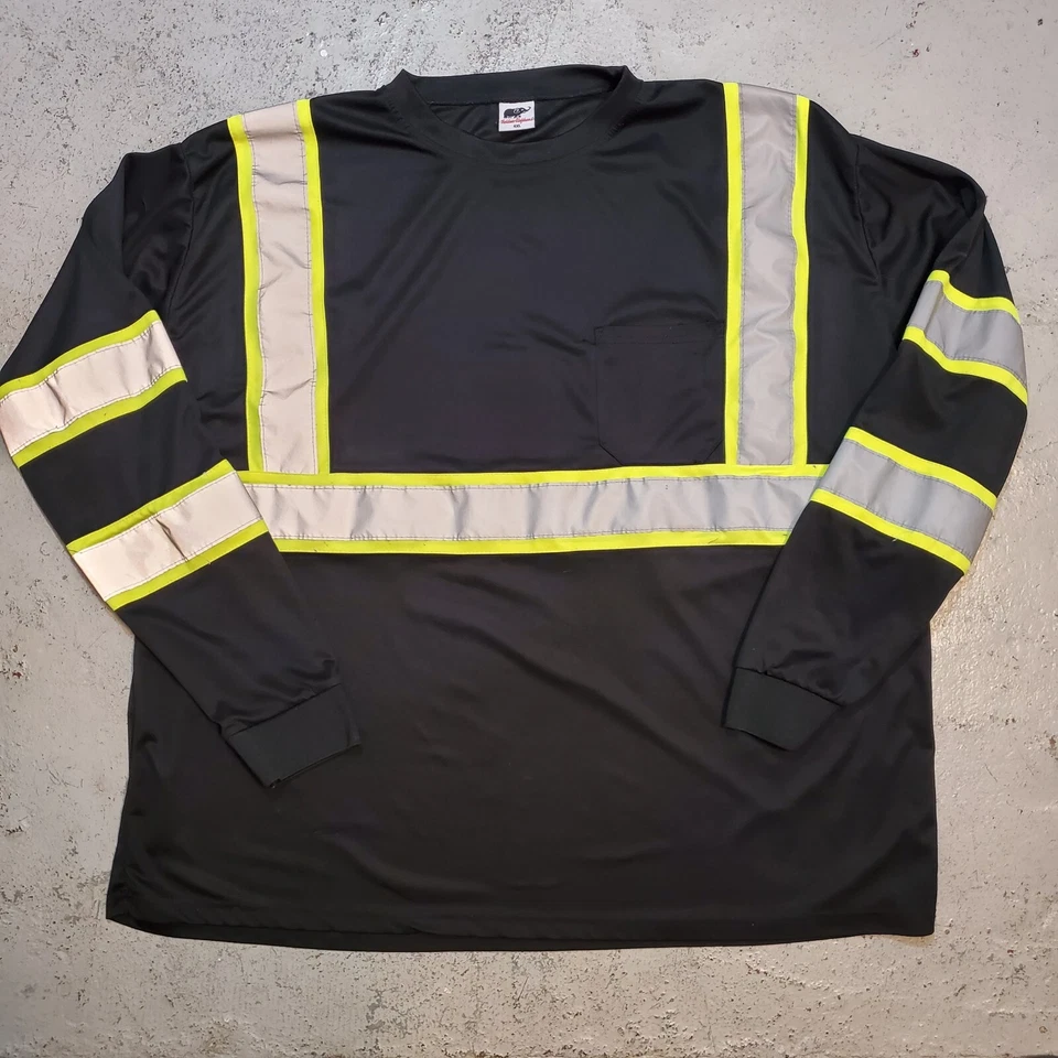 HIGH VISIBILITY Shirt Black Yellow Reflective Golden Elephant Mens Plus Size 4X - Image 1 of 4