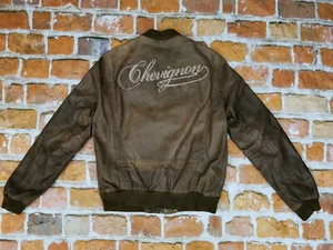 Chevignon 57 Vintage Leather Jacket SCHREIBSCHRIFT Vintage Braun Size: L Tip Top - Picture 1 of 10