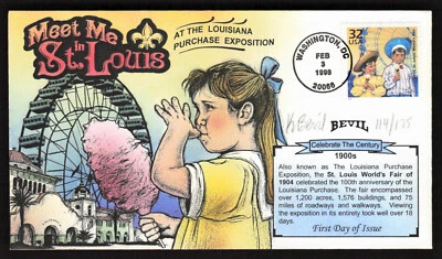 BEVIL Hand Painted : 1998 The St. Louis World's Fair of 1904, from CTC FDC /175 - Image 1 of 2