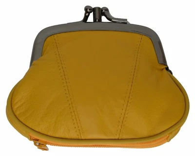 Genuine Leather Women's Change Purse Clasps Open Coin Holder Many Colors - Image 1 of 4