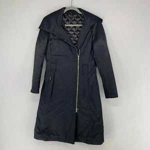 Theory Women Weaver Coat XS / P Black Zipper Pockets Long Collared Jacket - Picture 1 of 11