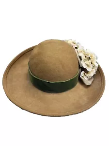 Vintage Toucan 100% Wool Floral Collection New York Hat Womens Brown Green Satin - Picture 1 of 6