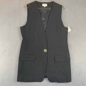 Vintage J'Envie Sport 100 % Wolle Cardigan Weste Gr. 8 schwarz gefüttert Taschen lang gebraucht, in einwandfreiem Zustand - Bild 1 von 11