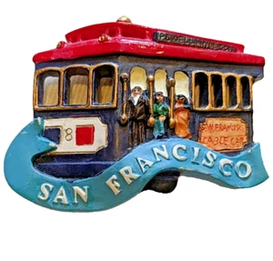 Fridge Magnet San Francisco 3D Cable Car Trolley Handpainted Refrigerator - Picture 1 of 4