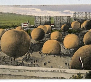 SWITZERLAND Card 1909 PIONEER BALLOON MEETING *Gordon Benett* Zurich PG231 - Picture 1 of 12