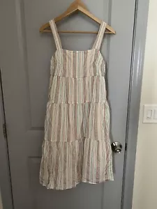 Madewell Button-Back Tiered Dress in Rainbow Stripe Size 0 - Picture 1 of 5