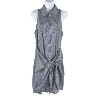 Cinq A Sept Sleeveless Gaby Dress Size 6 Gingham Blue White Tie Detail SW-2045 - Image 1 of 4
