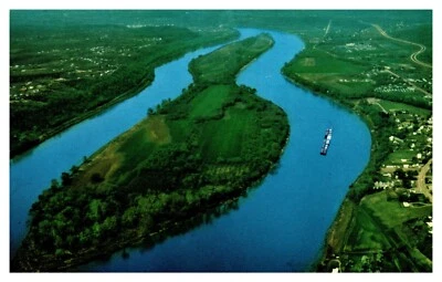 Parkersburg WV Blennerhassett Island Ohio River Aerial View Chrome Postcard - Image 1 of 2